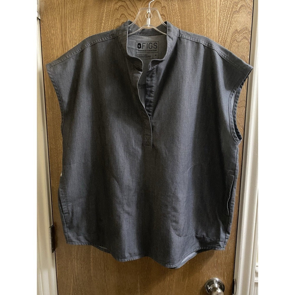 FIGS Rafaela Scrub Top V-Neck Graphite Grey Sleeveless M WXXSW1003 PO#1273